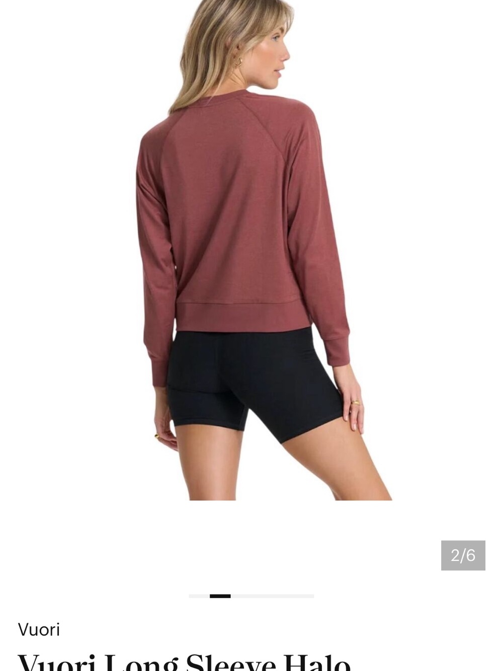 Vuori Women’s Halo Crewneck pullover, Small, Rosewood - Picture 2 of 16